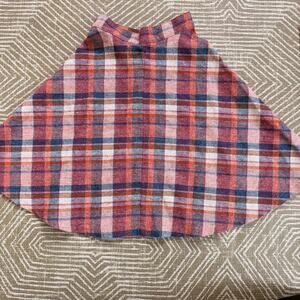 Vintage Plaid Wool Blend Child Capelet Shawl Wrap Collar Unknown Use
